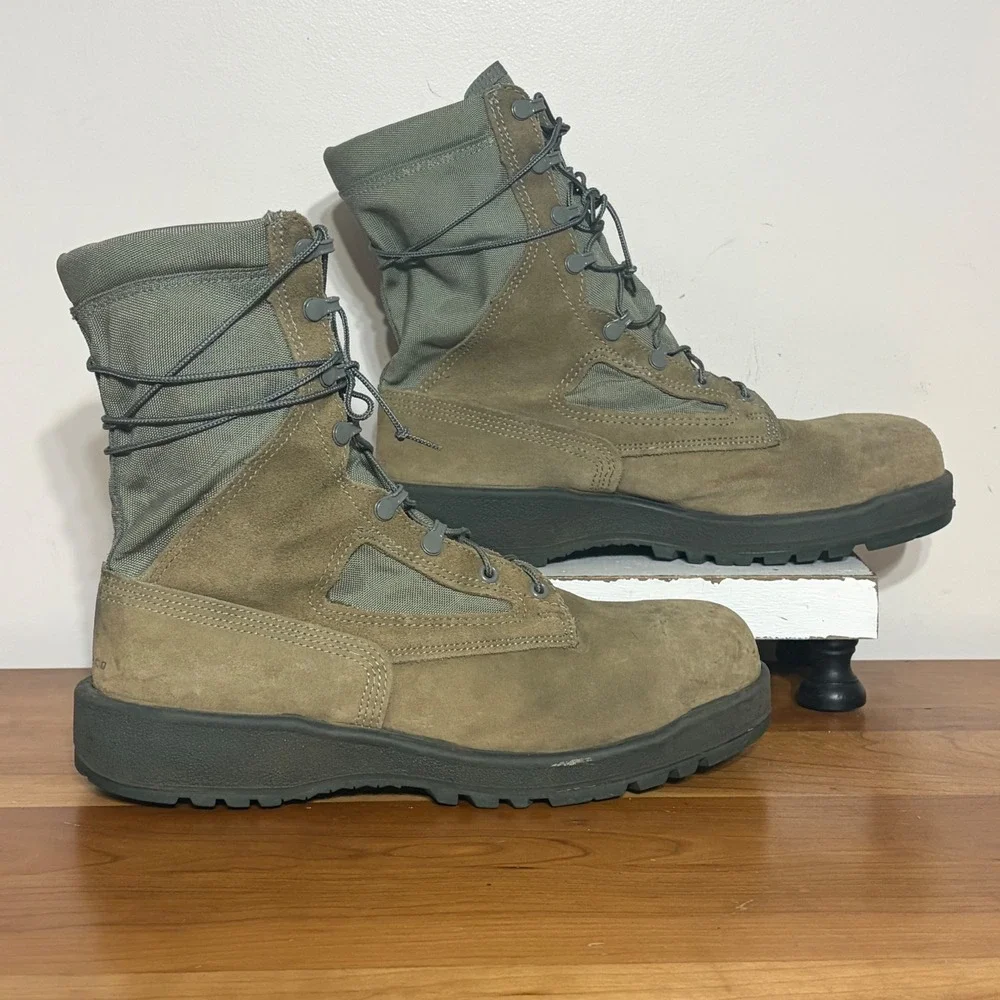 Wellco Air Force HW Sage Green Suede Combat Boots Men 12.5W ASTM F2413-05 Vibram